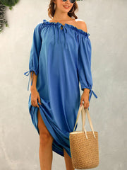 Women's Dresses Barrel Neck Loose Solid Color Maxi Dress