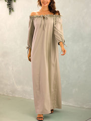 Women's Dresses Barrel Neck Loose Solid Color Maxi Dress