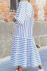 Casual Street Plaid Striped Patchwork Frenulum V Neck Printed Dress Dresses