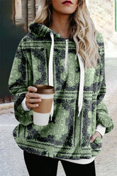 Street Print Printing Hooded Collar Tops