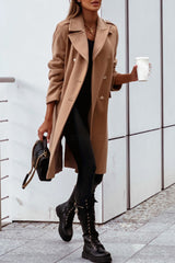 Street Elegant Solid Buttons Solid Color Turn-back Collar Outerwear