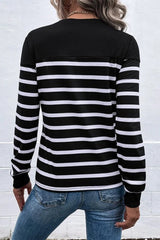 Casual Plaid Striped Printing O Neck Tops