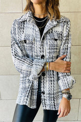 Elegant Plaid Buttons Turndown Collar Outerwear
