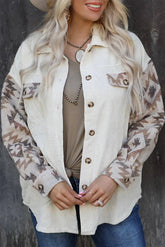 Street Geometric Patchwork Turndown Collar Tops