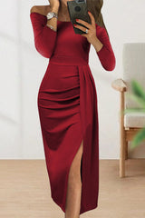 Celebrities Solid Solid Color Off the Shoulder Dresses