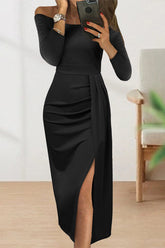Celebrities Solid Solid Color Off the Shoulder Dresses