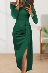 Celebrities Solid Solid Color Off the Shoulder Dresses