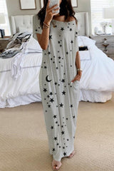 Casual Print Patchwork O Neck One Step Skirt Dresses