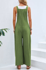 Casual Vacation Solid Buttons Square Collar Loose Jumpsuits