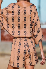 Casual Street Print Patchwork V Neck Loose Jumpsuits