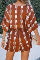 Casual Street Print Patchwork V Neck Loose Jumpsuits