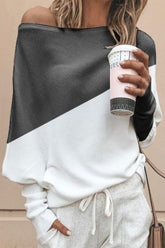 Street Solid Patchwork O Neck Mid Waist Tops