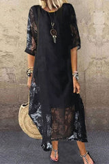 Sweet Elegant Solid O Neck Short Sleeve Dress Dresses