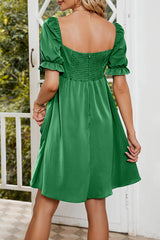 Sweet Elegant Solid Fold Square Collar A Line Dresses