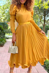 Elegant Solid Patchwork Fold Half A Turtleneck Long Sleeve Two Pieces