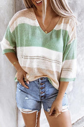 Color Block Seven Sleeves Sweater