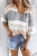 Color Block Seven Sleeves Sweater