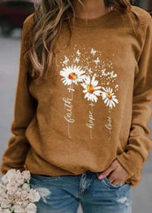 Casual Long Sleeve Printed Top
