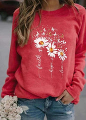 Casual Long Sleeve Printed Top