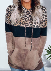 Long Sleeve Leopard Printed Hat collar Hoodie