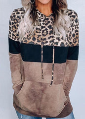 Long Sleeve Leopard Printed Hat collar Hoodie