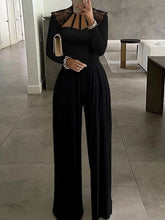 Long Sleeve Round Neck Wide Leg Jumpsuit