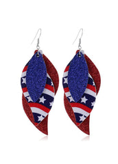 Flag Day Theme Tassels Star Printed Earrings