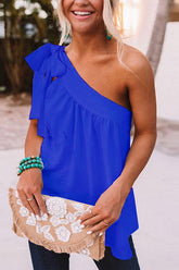 Casual One Shoulder Solid Color Loose Blouse Top