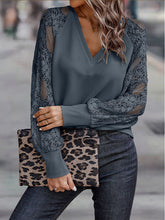 Classic V Neck Stylish Lace Long Sleeve Sweater Top