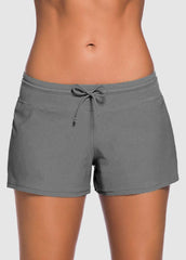 Bowknot Solid Color Swim Shorts