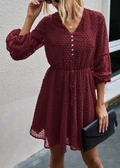 Long Sleeve Casual Solid Color Dress
