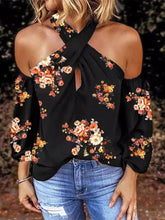 Cold Shoulder Floral Long Sleeve Blouse Top