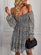 Square Neck Long Sleeve Fit Flare Mini Dress