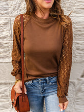 Casual Long Sleeve O-Neck Lace Blouse Top