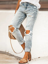Casual Long Ripped Denim Jeans