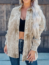 Button Down Long Sleeve Curdoroy Shacket Top