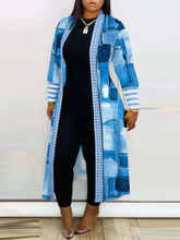 Casual Long Sleeve Open Front Printed Long Cardigan