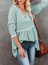 Casual V Neck Waffle Tonic Sweater