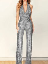 Elegant Sleeveless Sequins V Neck Jumpsuit