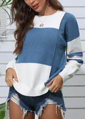 Casual Patchwork Long Sleeve Sweater