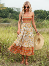 Summer New Fresh Sweet Ruffle Sleeveless Collarless Floral Skirt Bohemian Breasted Umbrella Skirt In The Long Dress Dress Female