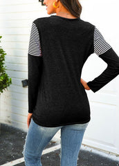 Long Sleeve Patchwork Casual T-shirt