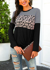 Long Sleeve Patchwork Casual T-shirt