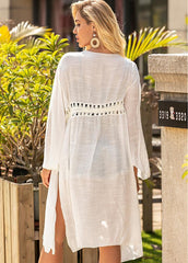 Long Sleeve Side Slit Casual Cover Up