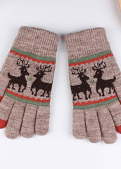 Elk Pattern Knitted Gloves
