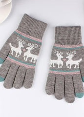 Elk Pattern Knitted Gloves
