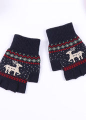 Elk Pattern Knitted Gloves