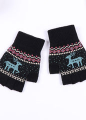 Elk Pattern Knitted Gloves