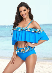 Flouncing Printed Bikini Set