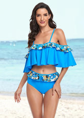 Flouncing Printed Bikini Set
